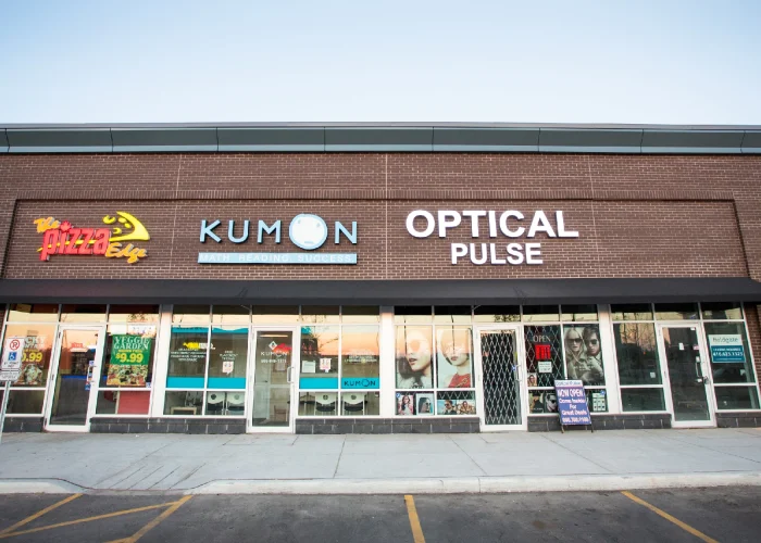Chinguacousy Marketplace, Brampton – retail strip with Kumon and Optical Pulse signs