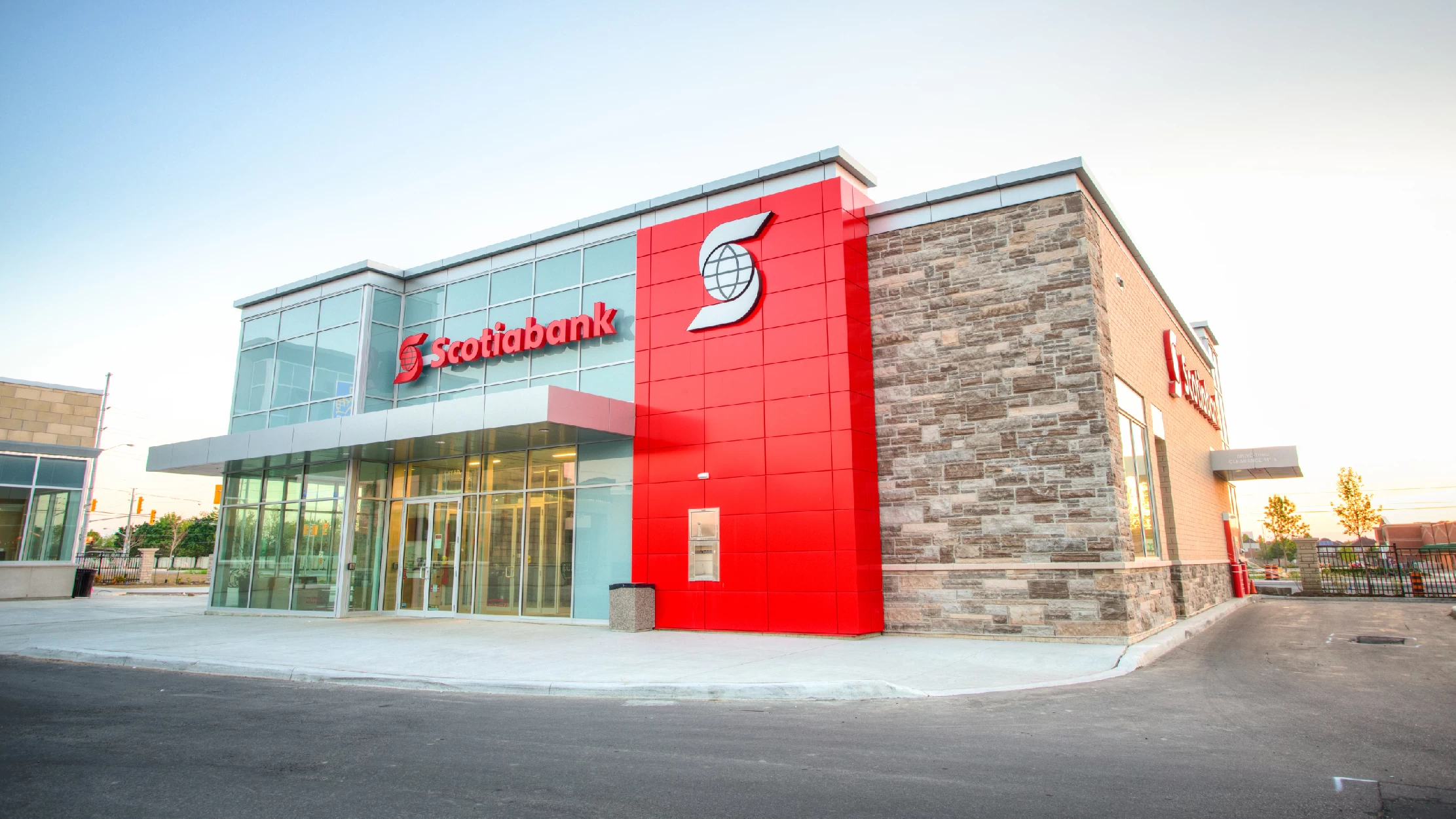 Chinguacousy Marketplace, Brampton – Scotiabank branch exterior at dusk