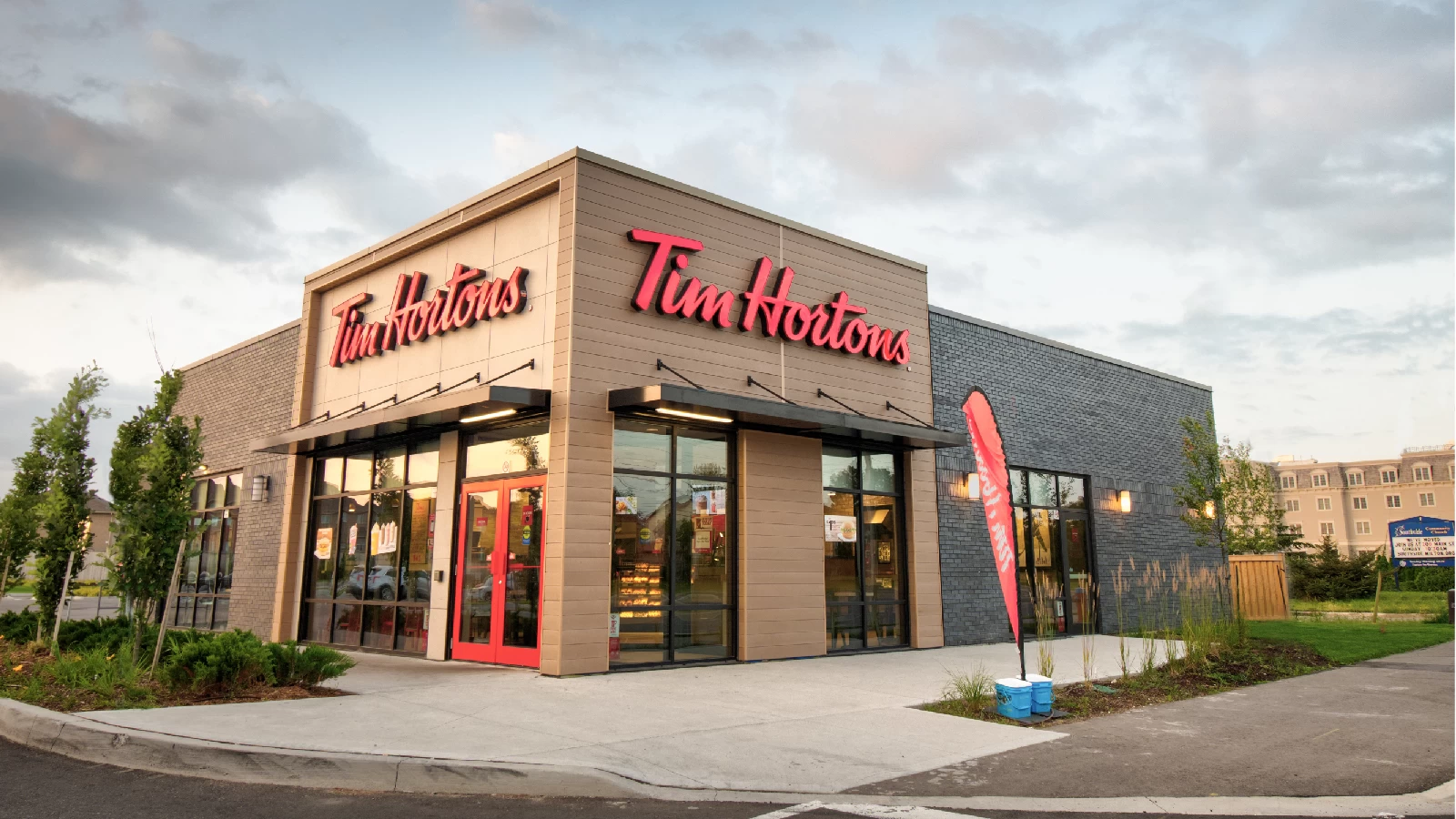 Willmott Marketplace, Milton – Tim Hortons storefront with drive-thru