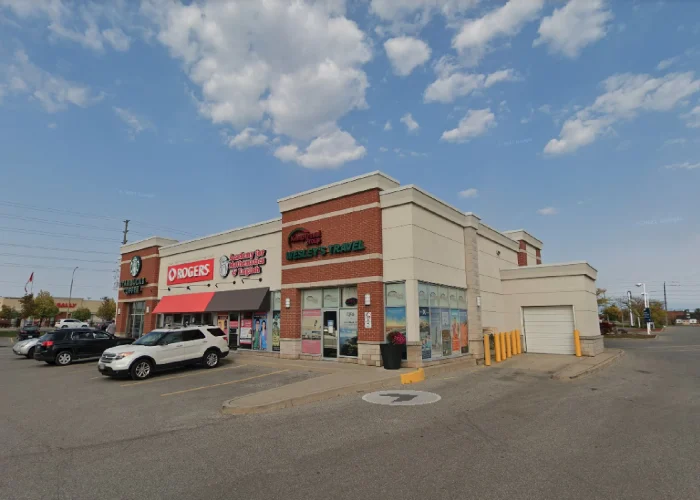 Valleywood Centre, Whitby – restaurant storefront with red signage and parked cars