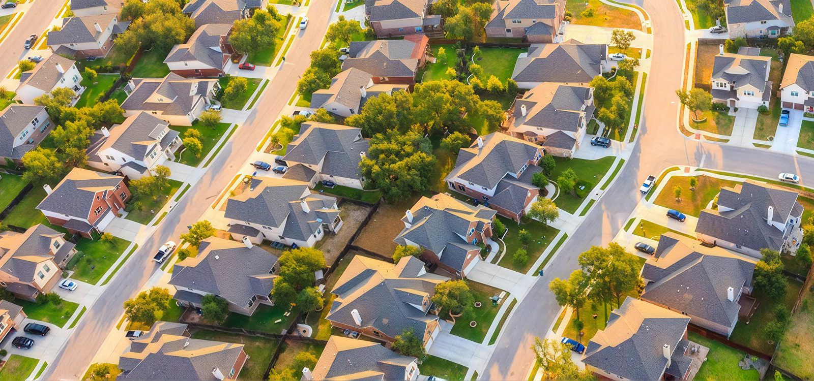 Fieldgate Homes – aerial view of a subdivision of detached homes