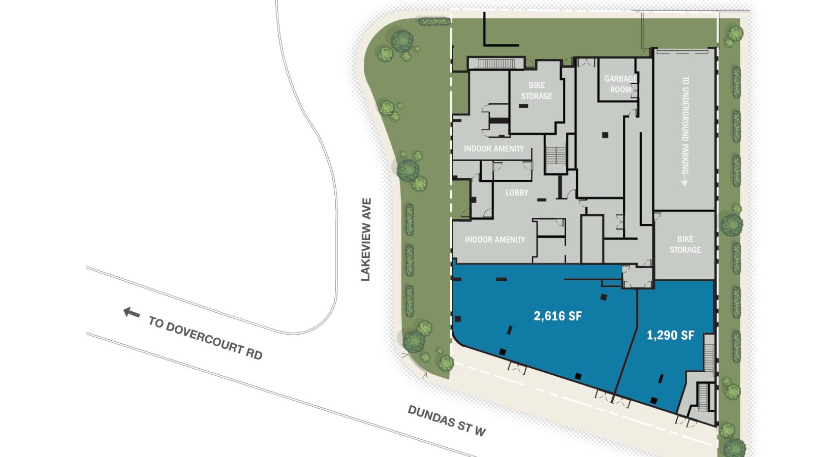 Dundas St West and Ossington Ave, Toronto – site plan with unit layout