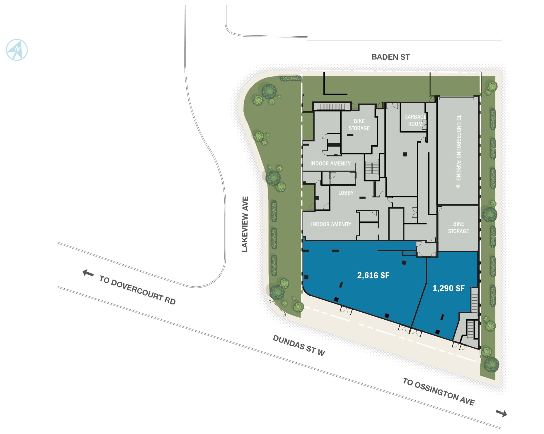 Dundas St West and Ossington Ave, Toronto – site plan with unit layout