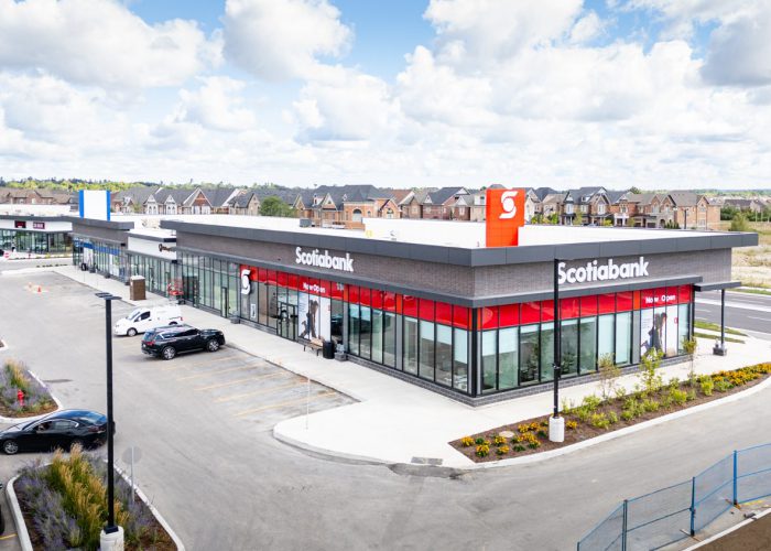 New Kleinburg Marketplace, Kleinburg – elevated view of the Scotiabank pad building