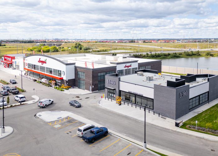 New Kleinburg Marketplace, Kleinburg – elevated view of the plaza with Longo's and LCBO
