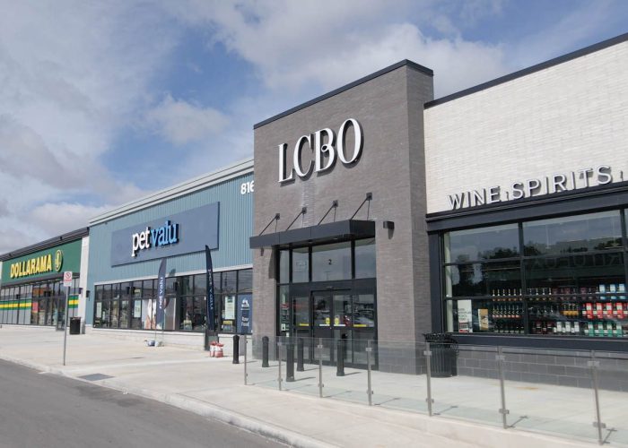 Emerald Crossing Phase I & II, Shelburne – LCBO storefront with Pet Valu and Dollarama beside it