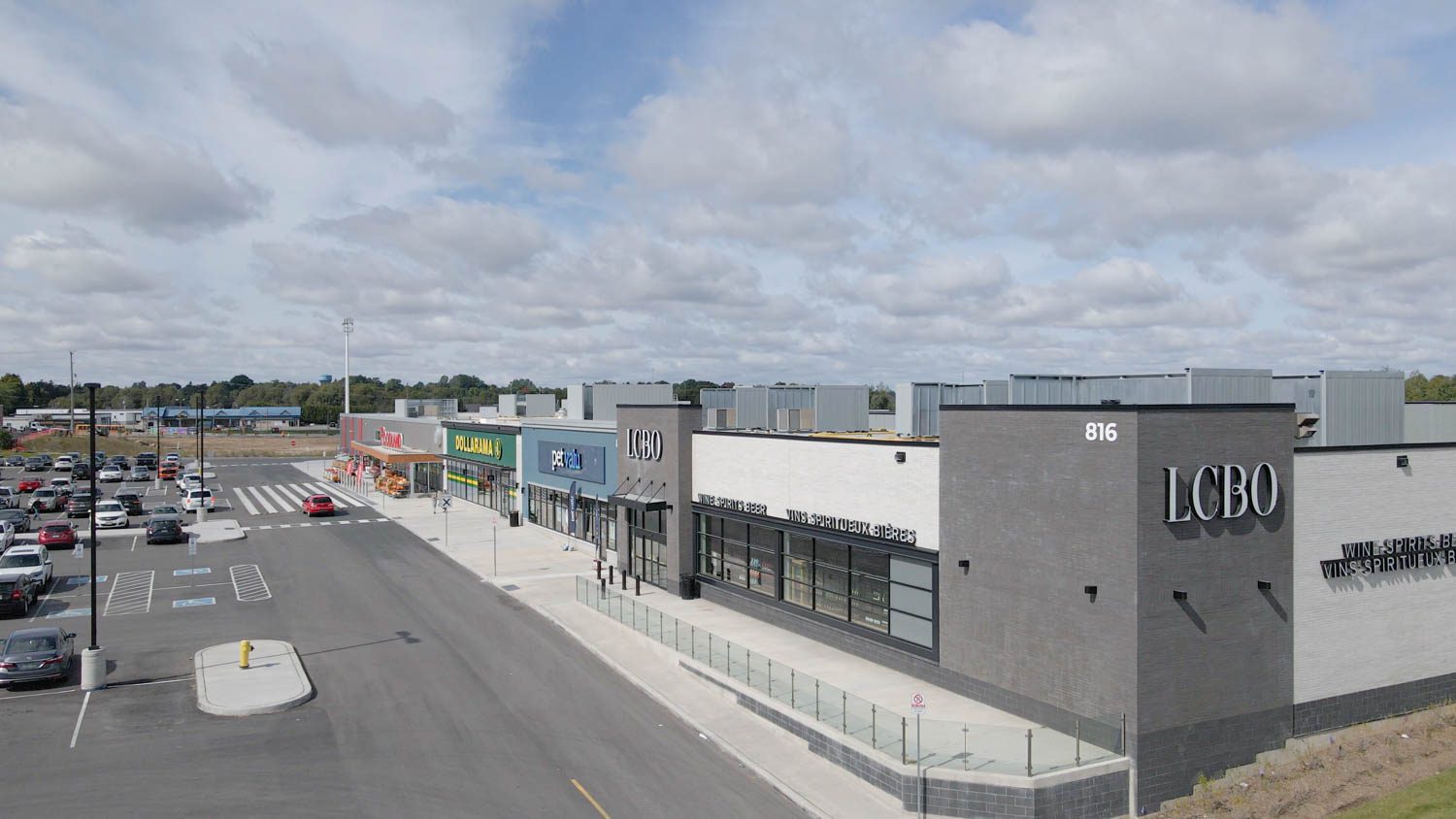 Emerald Crossing Phase I & II, Shelburne – LCBO building corner and plaza parking lot