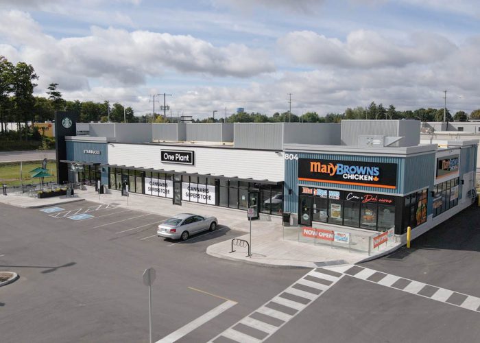 Emerald Crossing Phase I & II, Shelburne – retail building with Mary Brown's Chicken and parking lot