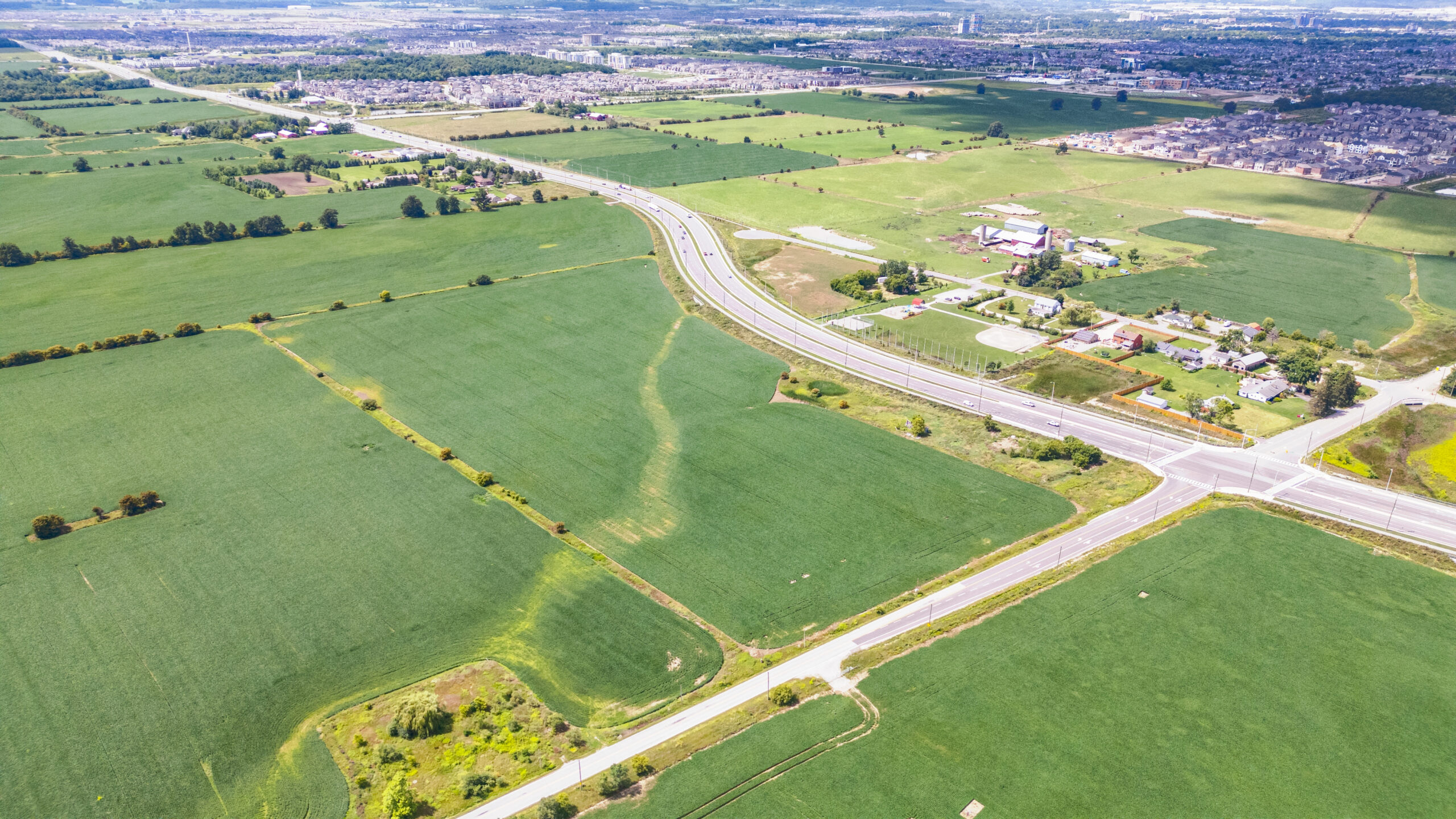 Fourth Line & Britannia Rd, Milton – aerial view of the undeveloped site