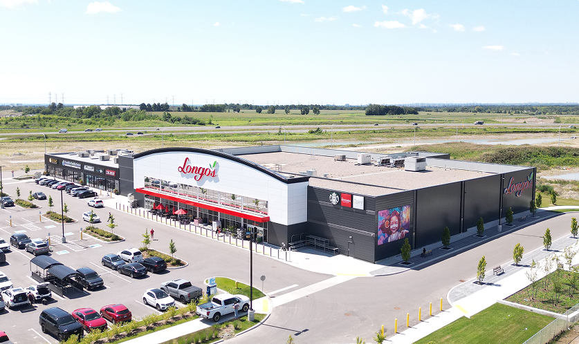 Fieldgate Commercial – aerial view of the Longo's storefront and parking lot