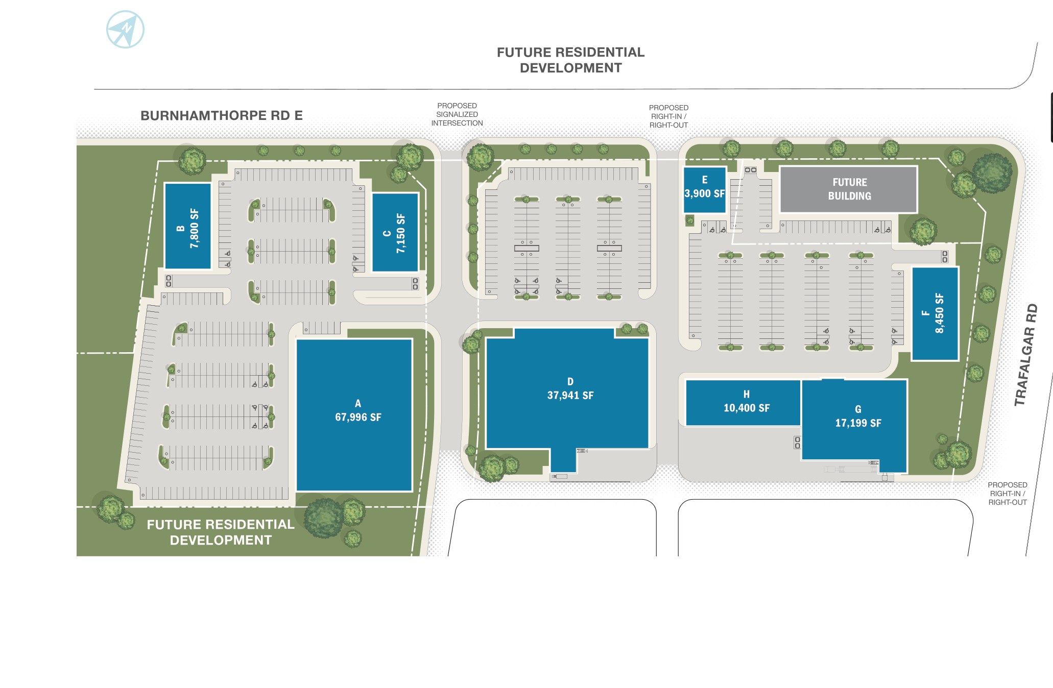 Burnhamthorpe Rd E & Trafalgar Rd, Oakville – site plan with unit layout