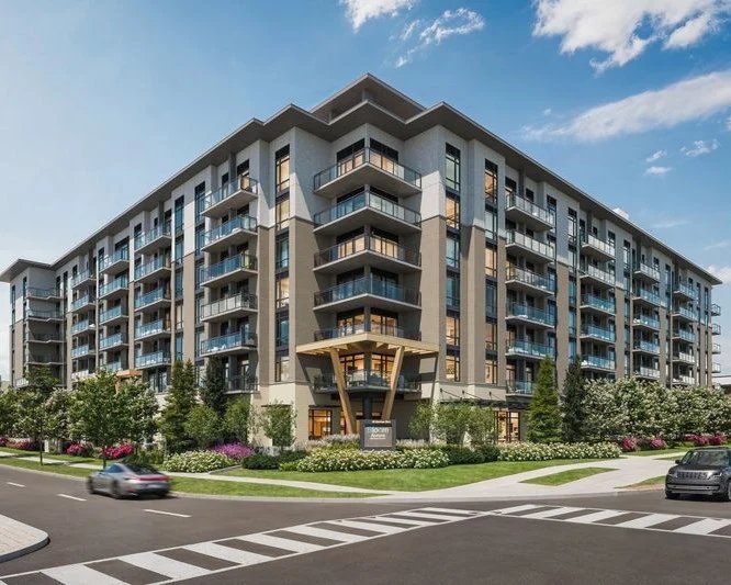 Bloom Aurora – rendering of a mid-rise residential building with entrance canopy